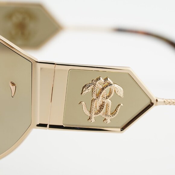 Roberto Cavalli SRC093 300G Sunglasses Gold Shield Frame, Golden Lenses main image 8